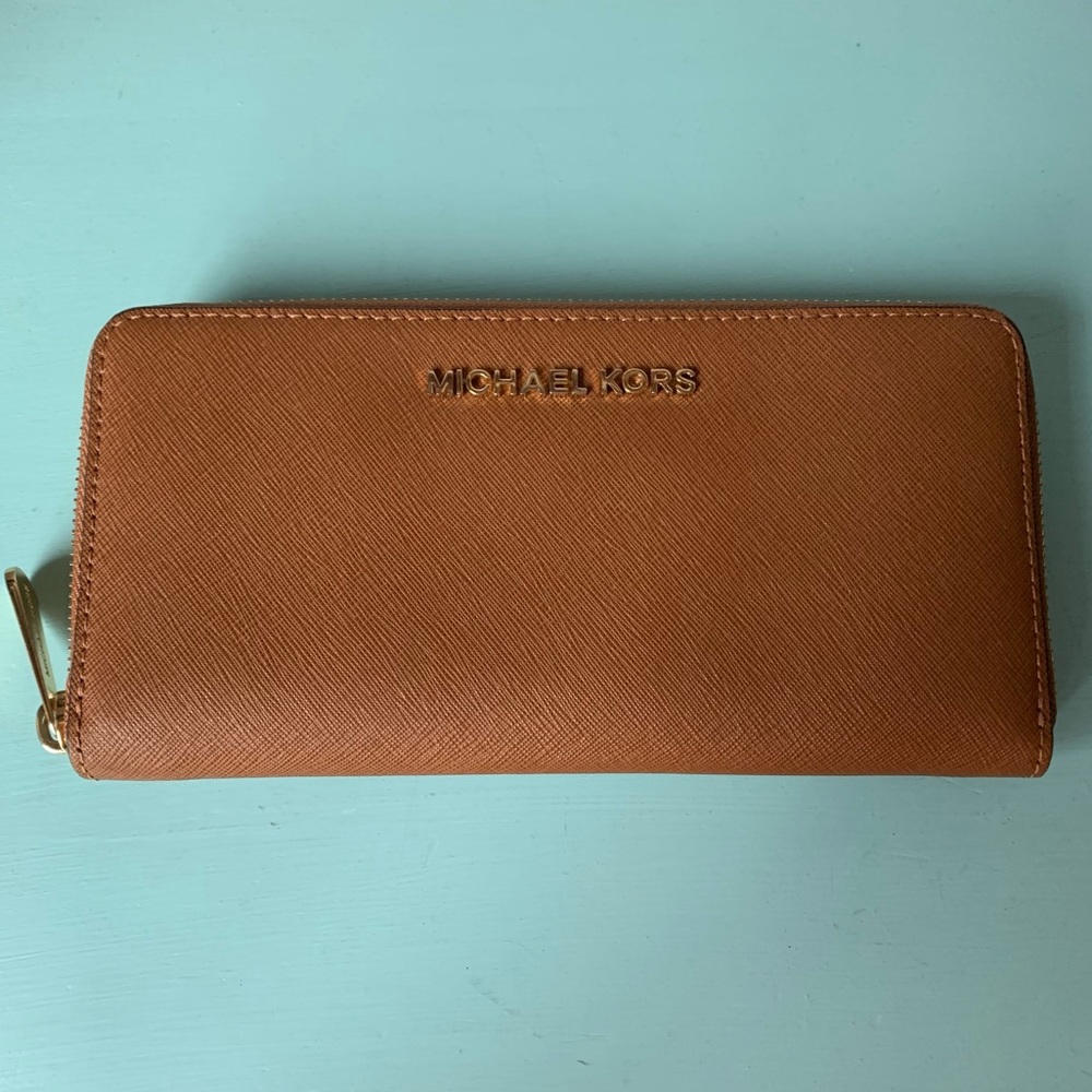 MICHAEL KORS Cognac Saffiano Leather Wallet